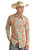 Men's Aztec Print Long Sleeve Snap Shirt in Orange- Front