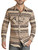 Men's Slim Fit Aztec Pattern Long Sleeve Snap Shirt in Taupe - Front