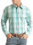 Men's Regular Fit Plaid Long Sleeve Button Shirt in Turquoise - Front