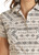 Women's Ombre Aztec Print Short Sleeve Snap Shirt in White - Detail