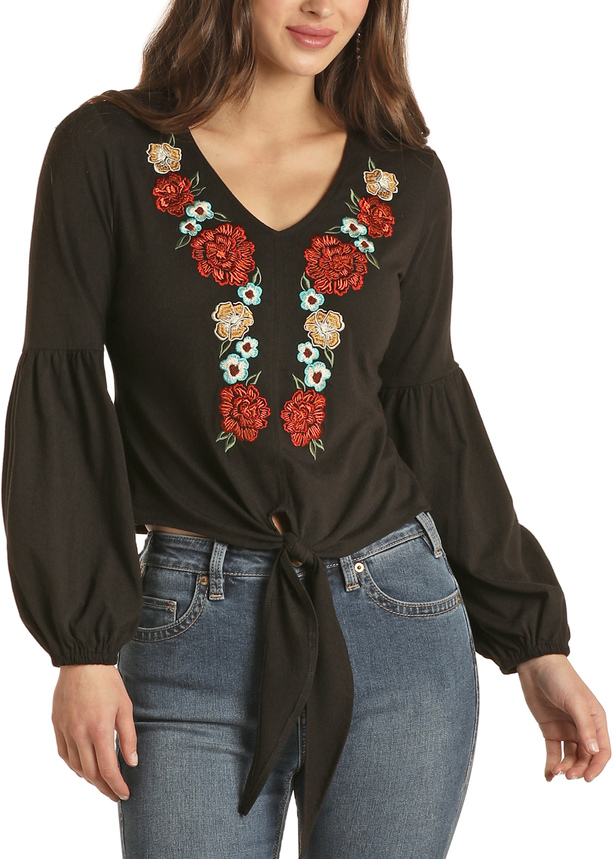 Women's Embroidered Peasant Blouse #48T1190 - Rock and Roll Denim