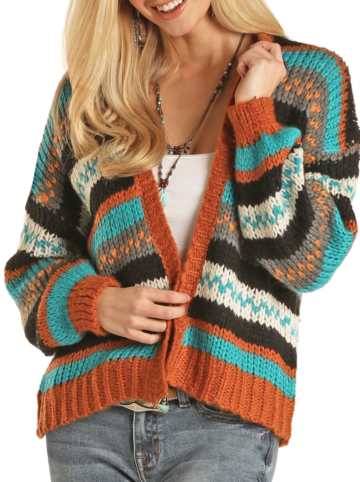 Free Assembly Women's Mix Stitch V-Neck Cardigan Sweater 