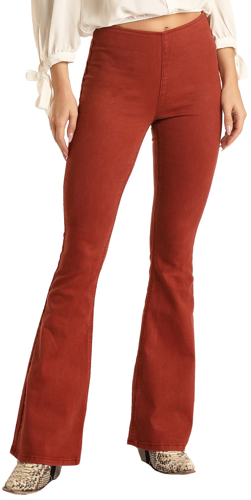 Women's Bargain Bells High Rise Stretch Pull-On Flare Jeans #WPH8174