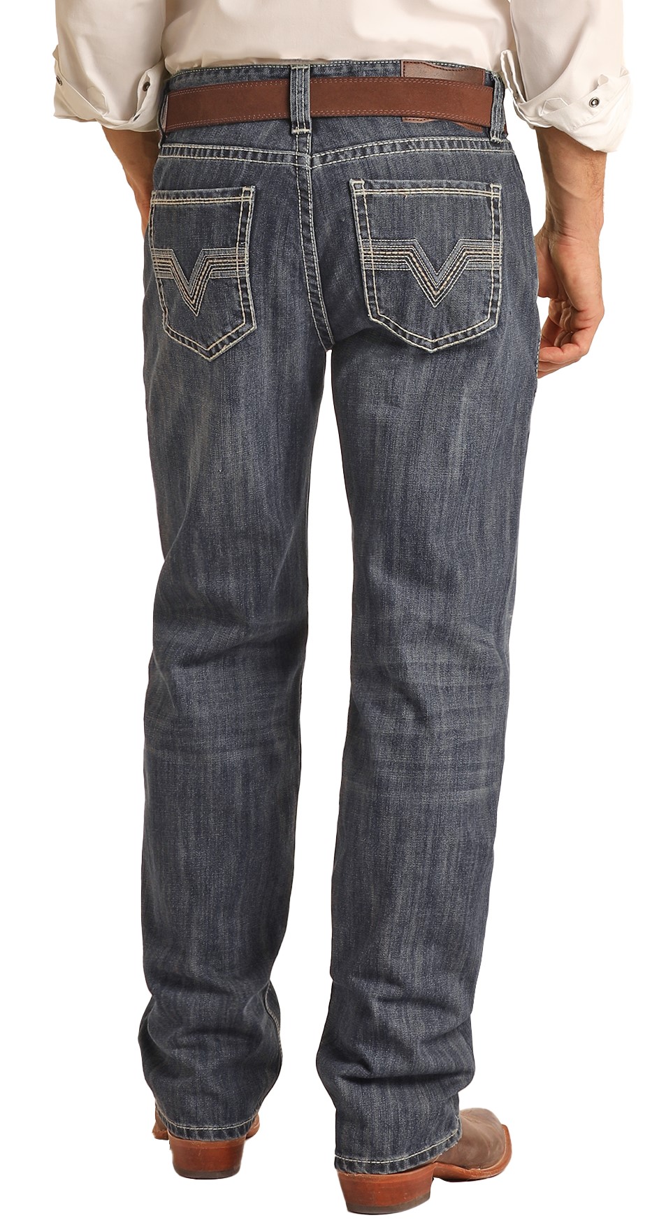 Men's Relaxed Fit Raised Denim Medium Wash Straight Bootcut Jeans