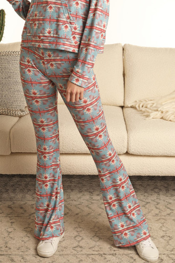 Red Aztec Print Flare Trousers - Brena – Rebellious Fashion