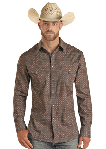 Brody' Men's Ariat Cowboy Print Long Sleeve Pearl Snap Shirt (S- XXL)