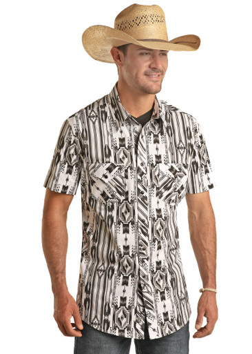 Sol Black Aztec Pearl Snap Shirt