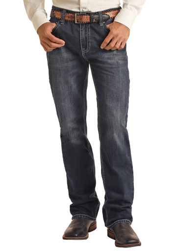 Men's Relaxed Fit Straight Bootcut Jeans in Dark Vintage | Rock and ...