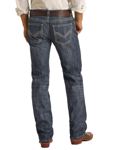 Da Uomo Bootcut Regular Fit Jeans Denim Effetto Invecchiato EX UK Chainstore Taglia 27-42 