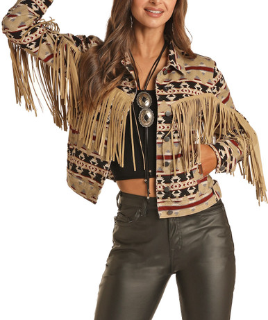 CRIPPLE CREEK WOMEN'S TURQUOISE SUEDE FRINGE JACKET - FRINGE WESTERN WEAR