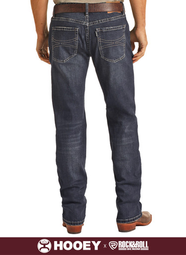 Men's Hooey Slim Straight Dark Wash Curvy Logo Jeans | Rock and Roll Denim