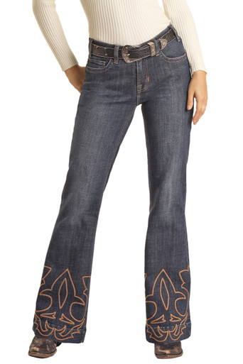 Rock & Roll High Rise Stretch Brown Striped Pull-on Flare Jeans – La Raza  Western Wear