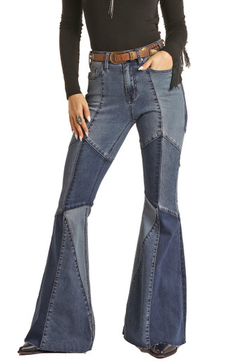 Rock & Roll Ladies Dark Vintage Blue High Rise Bell Bottom Jeans RRWD7PR0FZ  - Stockyard Style