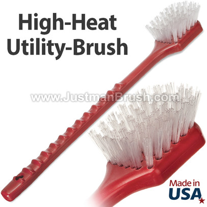 Red 20" High-Heat Utility Fryer Brush - Teflon® Bristles