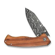 Civivi Knife Placoid 3.67" Wood/Dimascus Blade Liner Lock