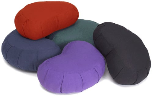 Yoga Cotton Zafu - Green - Crescent - Buckwheat Hulls Yoga Cotton Zafu - Green - Crescent - Buckwheat Hulls