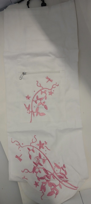 Yoga Mat Bag - Flower Garden - Embroidered Cotton Yoga Mat Bag - Flower Garden - Embroidered Cotton