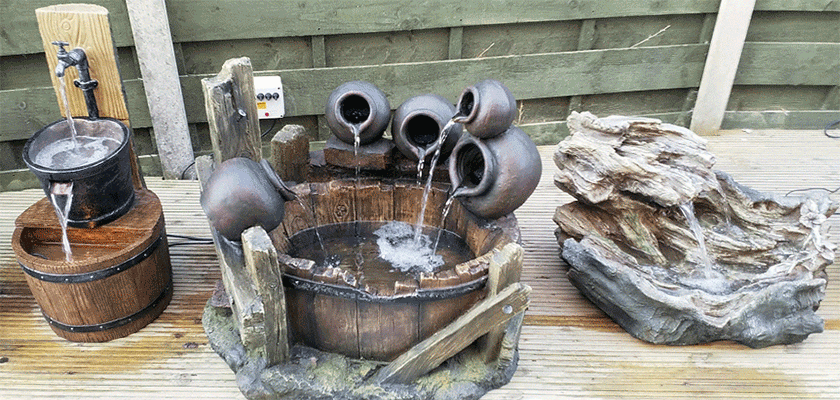 Water Features Animated on Display Outside at York Shop