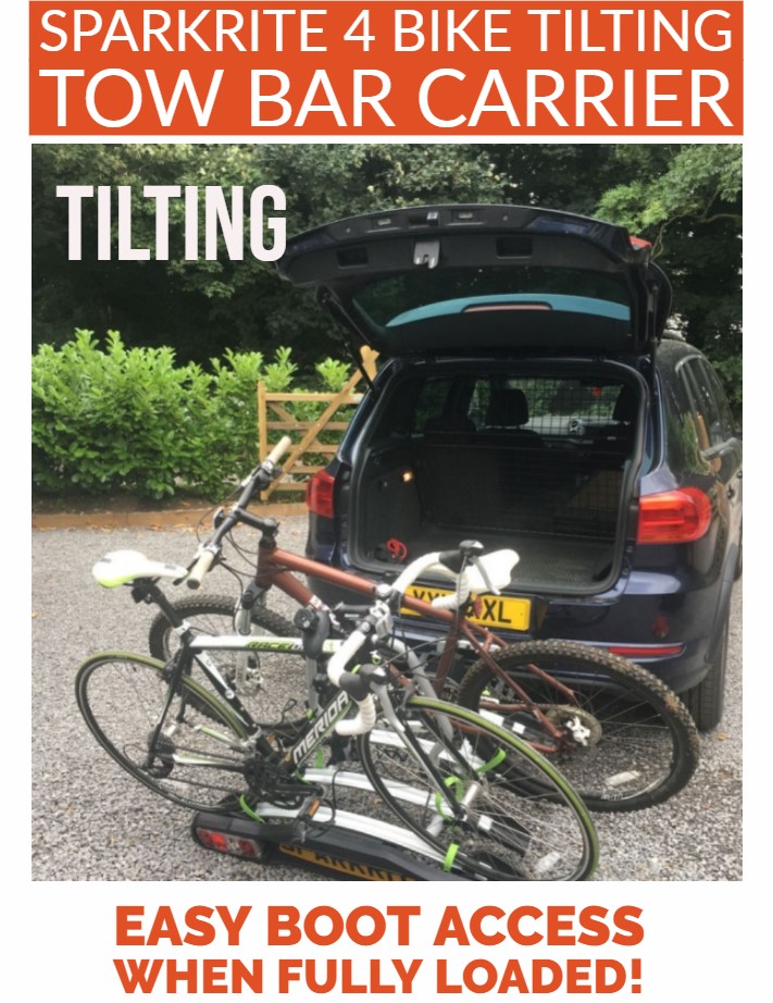 tilting tow bar bike rack