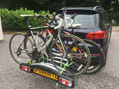 tilting tow bar bike rack