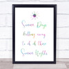 Rainbow Grease Summer Nights Song Lyric Quote Print