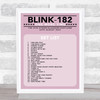 Blink-182 - Concert Setlist Gig Poster Print Canvas Pink - The OVO Hydro Glasgow Scotland - Aug 30th 2024
