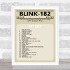Blink-182 - Concert Setlist Gig Poster Print Canvas Neutral - The OVO Hydro Glasgow Scotland - Aug 30th 2024