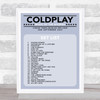 Coldplay - Concert Setlist Gig Poster Print Canvas Blue - Croke Park Dublin Ireland - Sept 2nd 2024