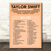 Taylor Swift - Concert Setlist Gig Poster Print Canvas Coral - Wembley London England - Aug 20 2024