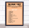 Blink-182 - Concert Setlist Gig Poster Print Canvas Coral - The OVO Hydro Glasgow Scotland - Aug 30th 2024