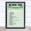 Blink-182 - Concert Setlist Gig Poster Print Canvas Green - The OVO Hydro Glasgow Scotland - Aug 30th 2024
