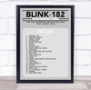 Blink-182 - Concert Setlist Gig Poster Print Canvas Grey - The OVO Hydro Glasgow Scotland - Aug 30th 2024