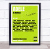 Adele - Concert Setlist Poster Print Canvas Lime Green - Sonderfreifläche Messe - Aug 24th 2024