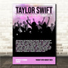 Taylor Swift - Concert Setlist Gig Poster Print Canvas Pink Concert - Wembley London England - Aug 20 2024