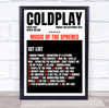 Coldplay - Concert Setlist Gig Poster Print Canvas Black Red - Croke Park Dublin Ireland - Sept 2nd 2024