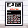 Taylor Swift - Concert Setlist Gig Poster Print Canvas Black Red - Wembley London England - Aug 20 2024