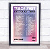 Taylor Swift - Concert Setlist Gig Poster Print Canvas Purple Pink - Wembley London England - Aug 20 2024