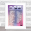 Taylor Swift - Concert Setlist Gig Poster Print Canvas Purple Pink - Wembley London England - Aug 20 2024