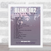 Blink-182 - Concert Setlist Gig Poster Print Canvas Purple Shadow - The OVO Hydro Glasgow Scotland - Aug 30th 2024