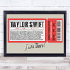 Taylor Swift - Concert Setlist Gig Poster Print Canvas Red Ticket - Wembley London England - Aug 20 2024