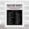 Taylor Swift - Concert Setlist Gig Poster Print Canvas Grey Black - Wembley London England - Aug 20 2024