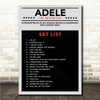 Adele - Concert Setlist Poster Print Canvas Grey Black - Sonderfreifläche Messe - Aug 24th 2024