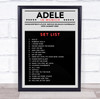 Adele - Concert Setlist Poster Print Canvas Grey Black - Sonderfreifläche Messe - Aug 24th 2024