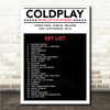 Coldplay - Concert Setlist Gig Poster Print Canvas Black White Red - Croke Park Dublin Ireland - Sept 2nd 2024