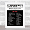 Taylor Swift - Concert Setlist Gig Poster Print Canvas Black White Red - Wembley London England - Aug 20 2024