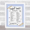 Taylor Swift - Concert Setlist Gig Poster Print Canvas Blue Doodle - Wembley London England - Aug 20 2024