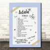 Adele - Concert Setlist Poster Print Canvas Blue Doodle - Sonderfreifläche Messe - Aug 24th 2024