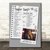 Taylor Swift - Concert Setlist Gig Poster Print Canvas Doodle Photo Grey - Wembley London England - Aug 20 2024