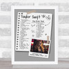 Taylor Swift - Concert Setlist Gig Poster Print Canvas Doodle Photo Grey - Wembley London England - Aug 20 2024