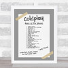 Coldplay - Concert Setlist Gig Poster Print Canvas Grey Tape - Croke Park Dublin Ireland - Sept 2nd 2024